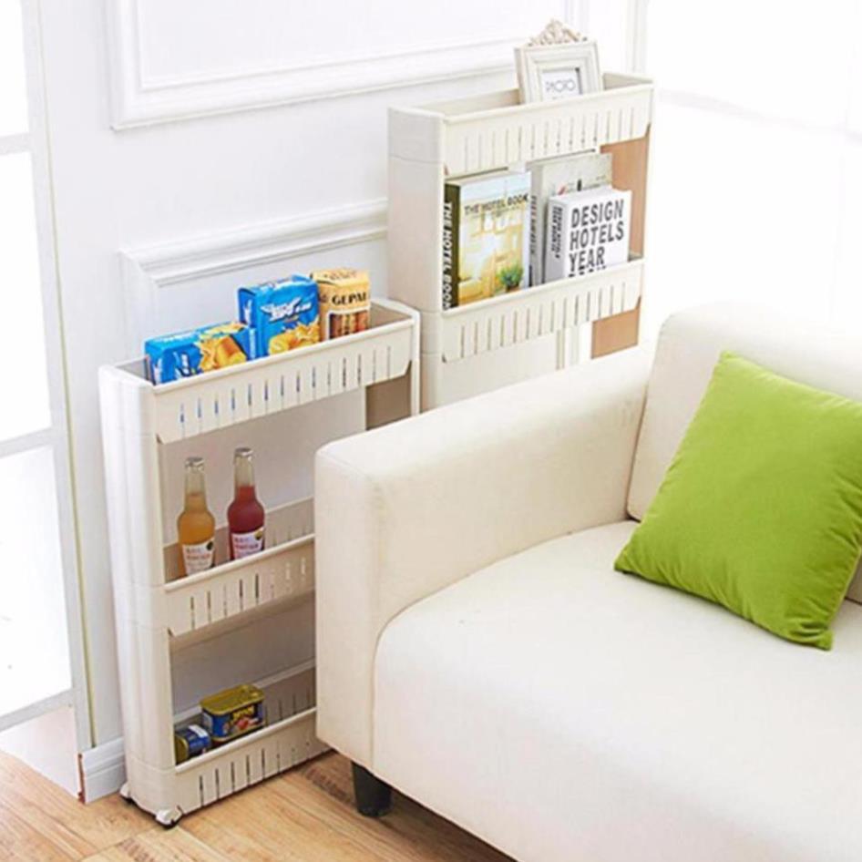 Kệ Nhựa 3 Tầng Để Đồ Đa Năng Có Bánh Xe