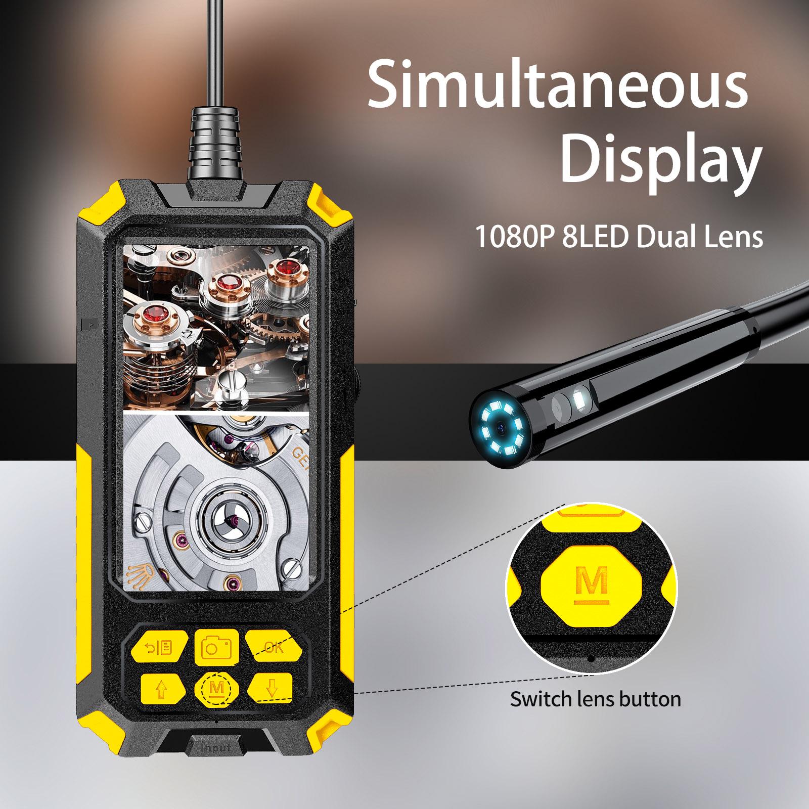 Industrial Endoscope Camera 1080P 4.3 " IPS Single Dual Lens Pipe Car Inspection Camera IP68 Waterproof 8 LEDs For Sewer Engine
