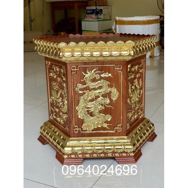 Đế kê đục tứ linh rát vàng mặt 37 cao 38 gỗ hương đá