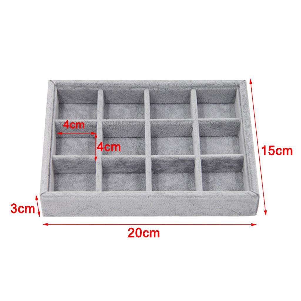 2x Velvet Bangle Display Case Tray Earring Ring Jewelry Box Organizer Grids