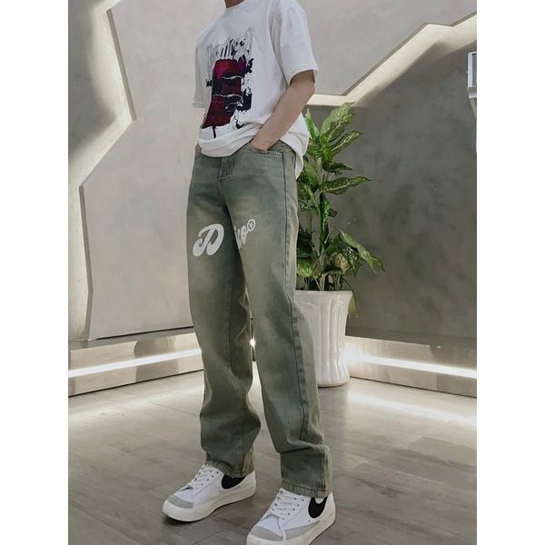 Jeans nam loang màu baggy jeans ống rộng in chữ Dico 844