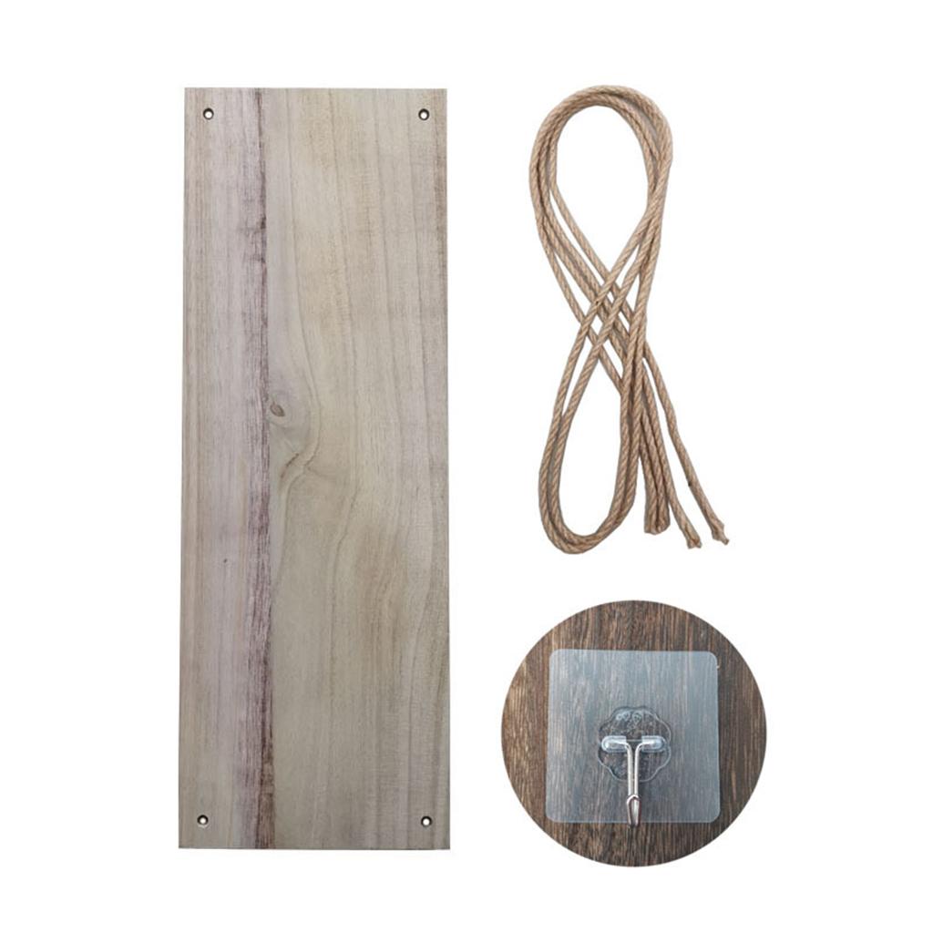 4pcs Decorative Wall Mounted Shelves Hanging Shelves w/ Rope Kitchen Decor