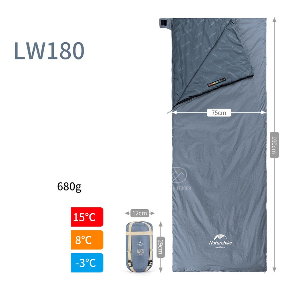 Túi Ngủ Naturehike Lw180 Nh21Msd09 Gấp Gọn Siêu Nhẹ Túi Ngủ Cắm Trại Mới - Xanh Dương