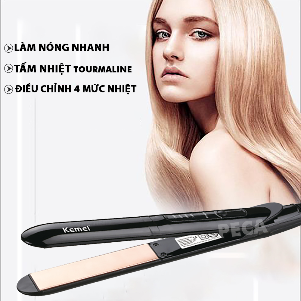 Máy duỗi tóc Kemei KM-8889 điều chỉnh 4 mức nhiệt phù hợp với mọi loại tóc