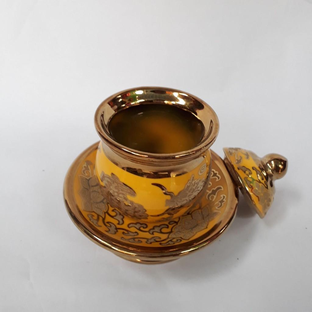 Bộ 2 chóe thờ sứ Kim Sa - 14 cm