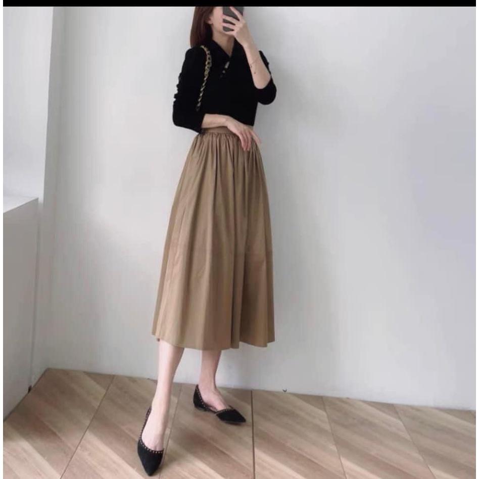 Chân váy maxi dáng dài cạp chun, chân váy công sở kaki dáng dài siêu xinh