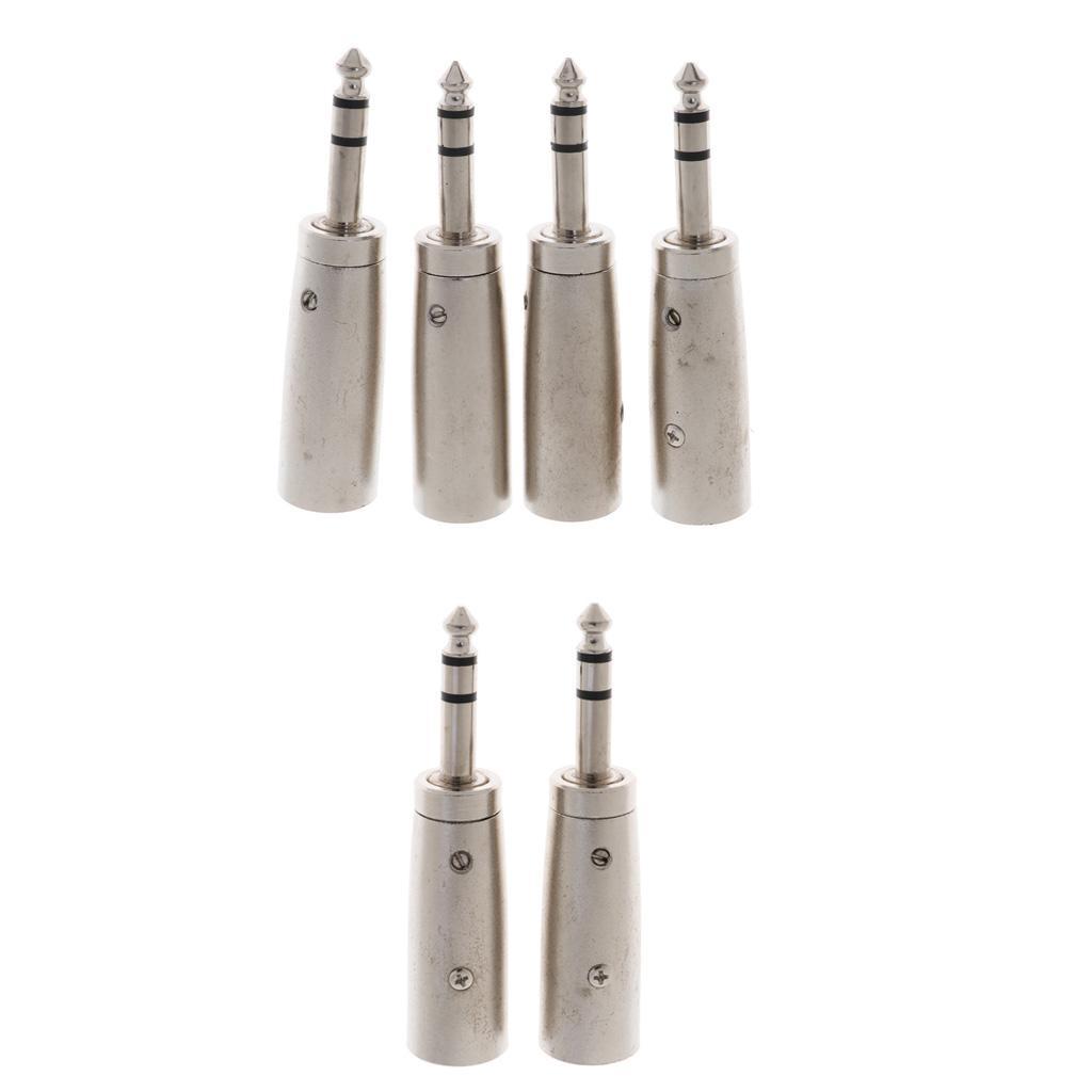 4PCS 1/4" 6.35mm Stereo Female Jack to 3-Pin Female -Audio Cable Mic Adapter