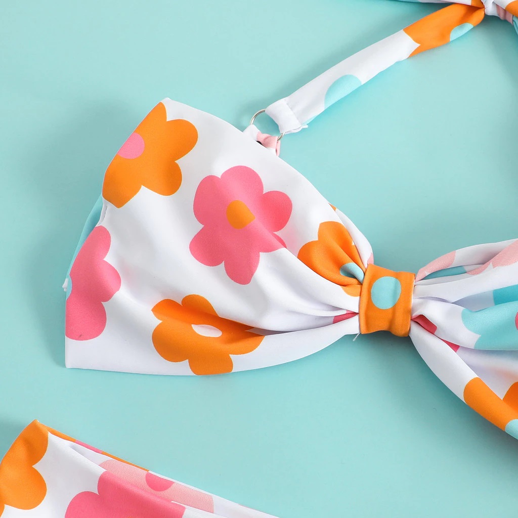 Set Bộ Đồ Bơi Bikini Cột Nơ 2 Mảnh Cho Bé Gái 1-5 Tuổi Từ 8-20.5kg Dành Cho Bé Gái