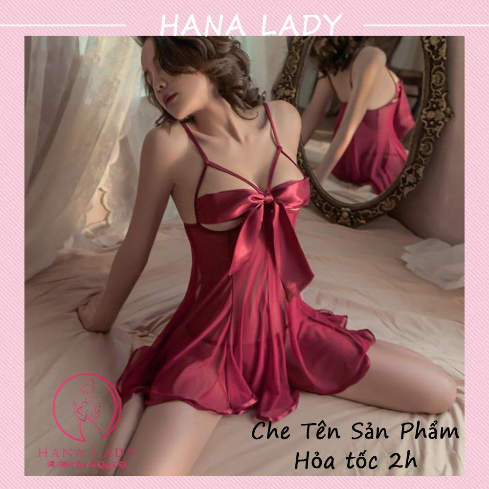 Váy ngủ sexy, đầm ngủ 2 dây gợi cảm quyến rũ voan lụa kèm quần lọt khe VN504