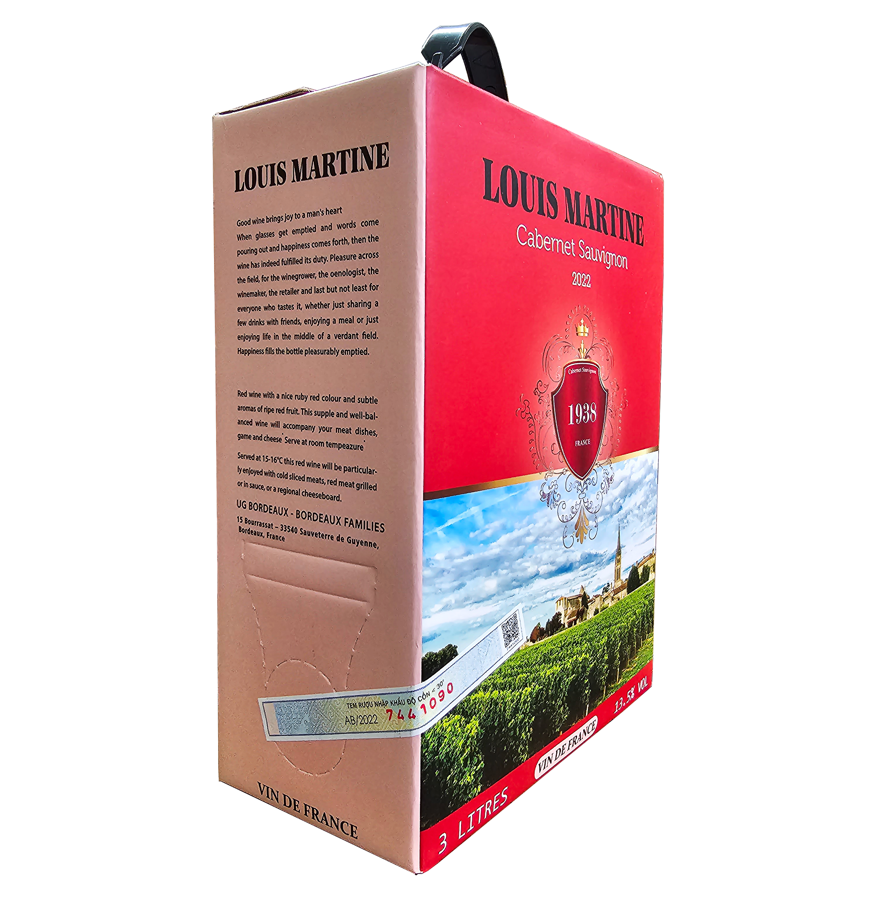 RƯỢU VANG BỊCH LOUIS MARTINE BORDEAUX 3L