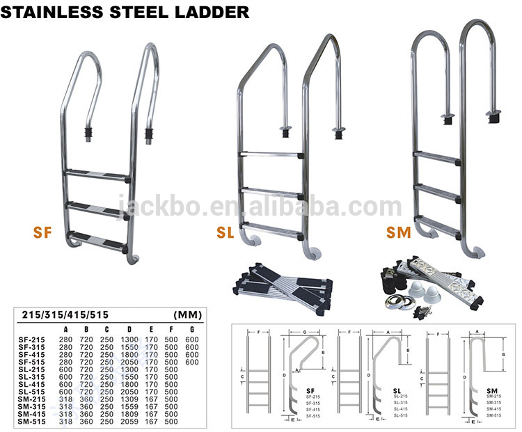 Thang hồ bơi 3 bậc inox 304 kiểu tay cong chữ U ngược  mã SM315