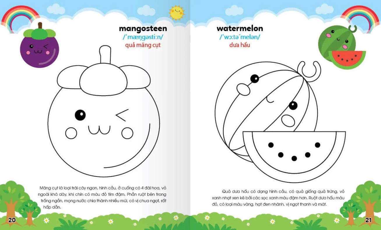 Colouring 365 Ngày Tô Màu - Khám Phá Thế Giới Phát Triển Trí Tuệ - Cuốn 3: Hoa, Quả, Rau Củ