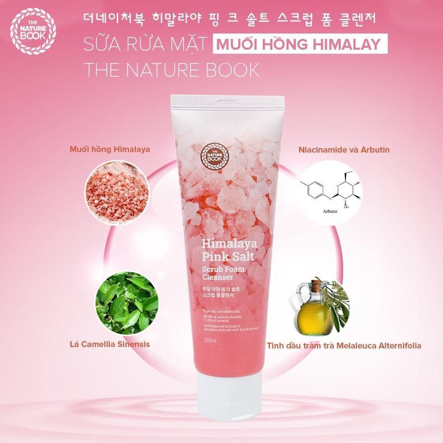 Sữa Rửa Mặt Muối Hồng The Nature Book Himalaya Pink Salt Scrub Foam Cleaneser 120ml