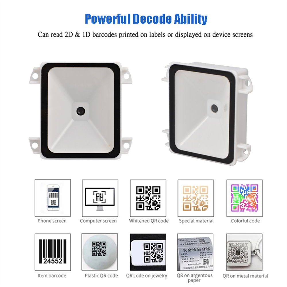 Máy Quét Mã Vạch 1D 2D USB Đầu Đọc Mã Vạch QR Giao Diện USB RS232 TTL Máy Quét Mã Vạch Kiosk Nhỏ Cố Định Gắn Máy Bán Hàng Tự Động