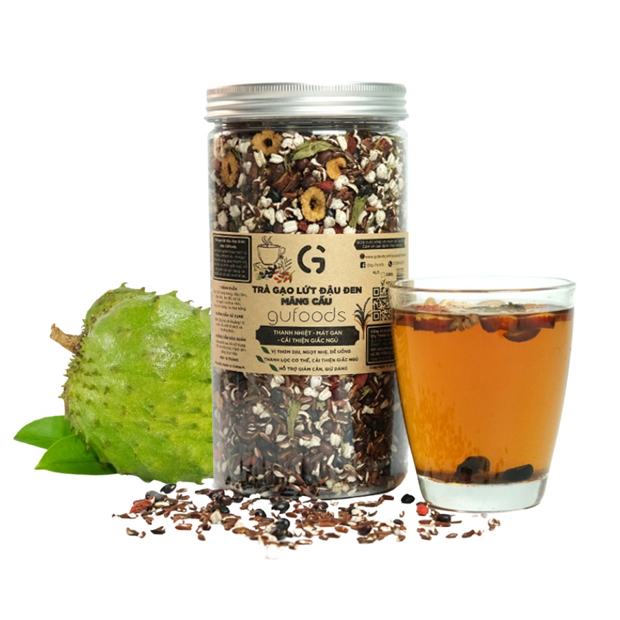 Trà mãng cầu GUfoods (hũ 100g) - Hỗ trợ giấc ngủ, Cải thiện tinh thần, Thanh mát, Eat clean, Healthy