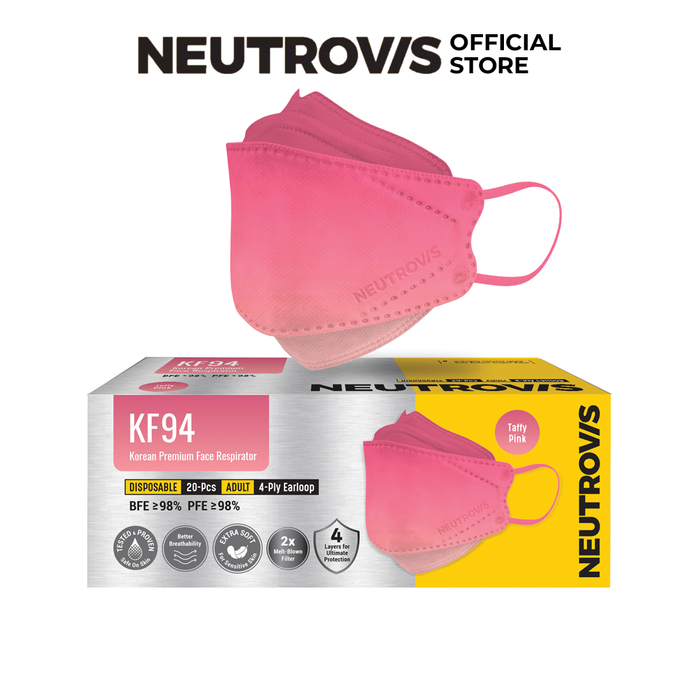 Khẩu Trang Cao Cấp KF94 Neutrovis (20 Cái/Hộp)-Hồng Taffy