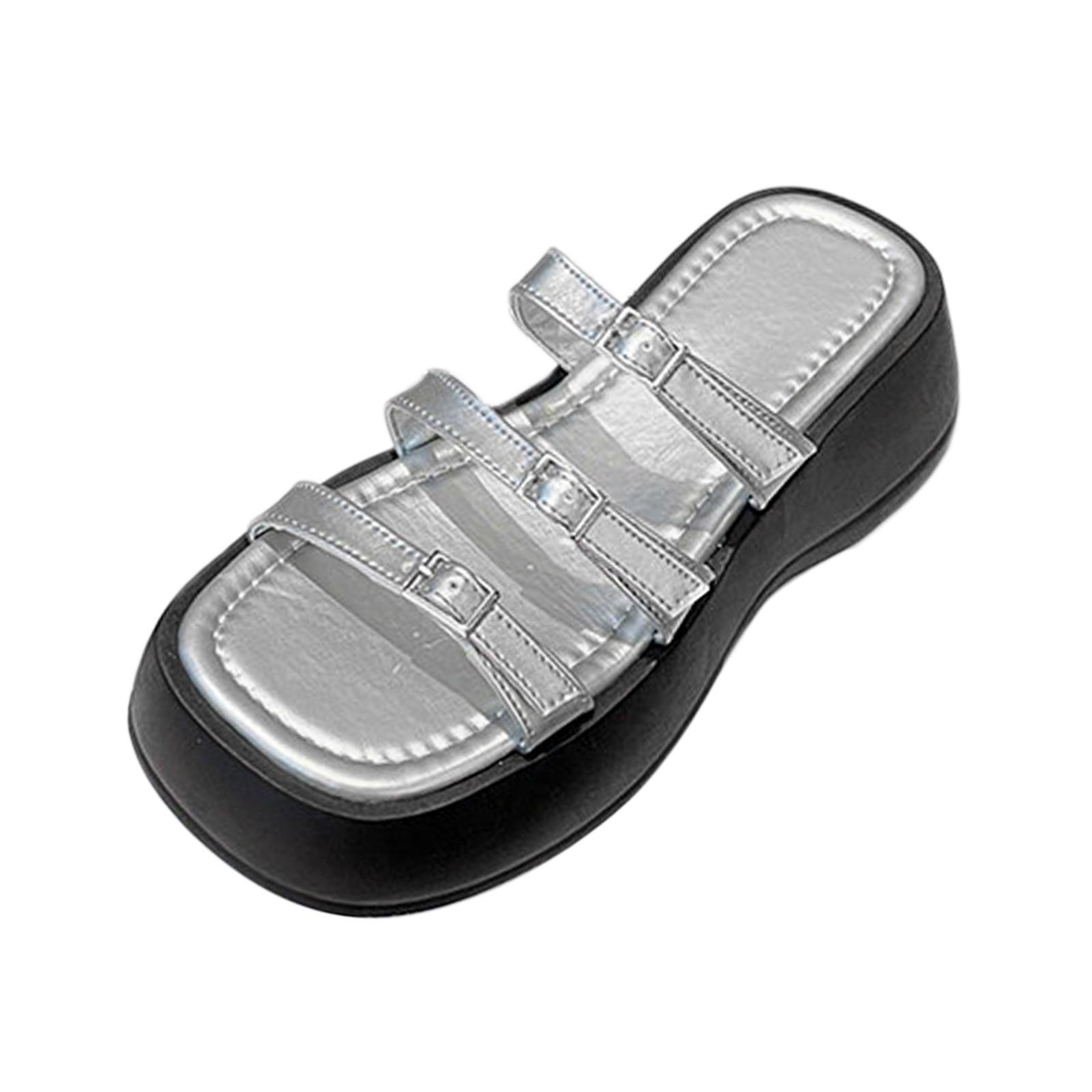 Women Platform Slide Sandals Slip on Sandals Versatile Anti Slip Open Toe Casual Trendy Summer Beach Shoes Platform Slippers for Pool Street
