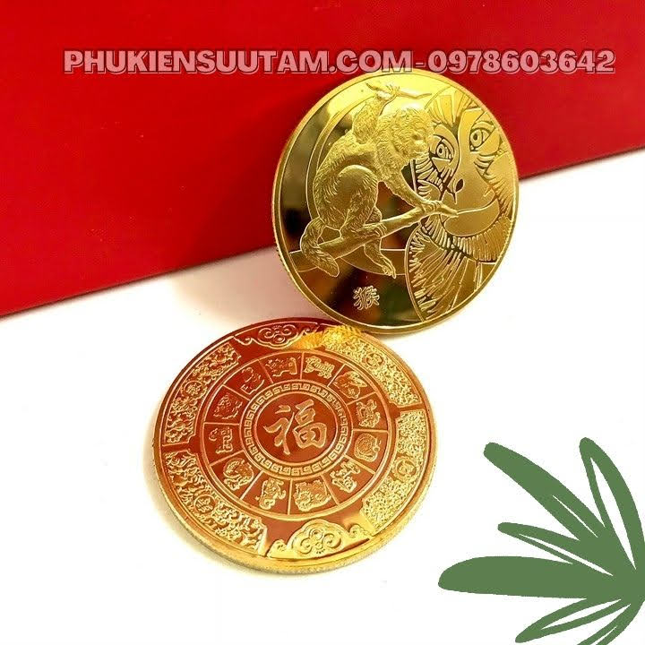 Xu 12 Con Giáp Tuổi Thân, đường kính: 4cm, màu vàng - SP005825