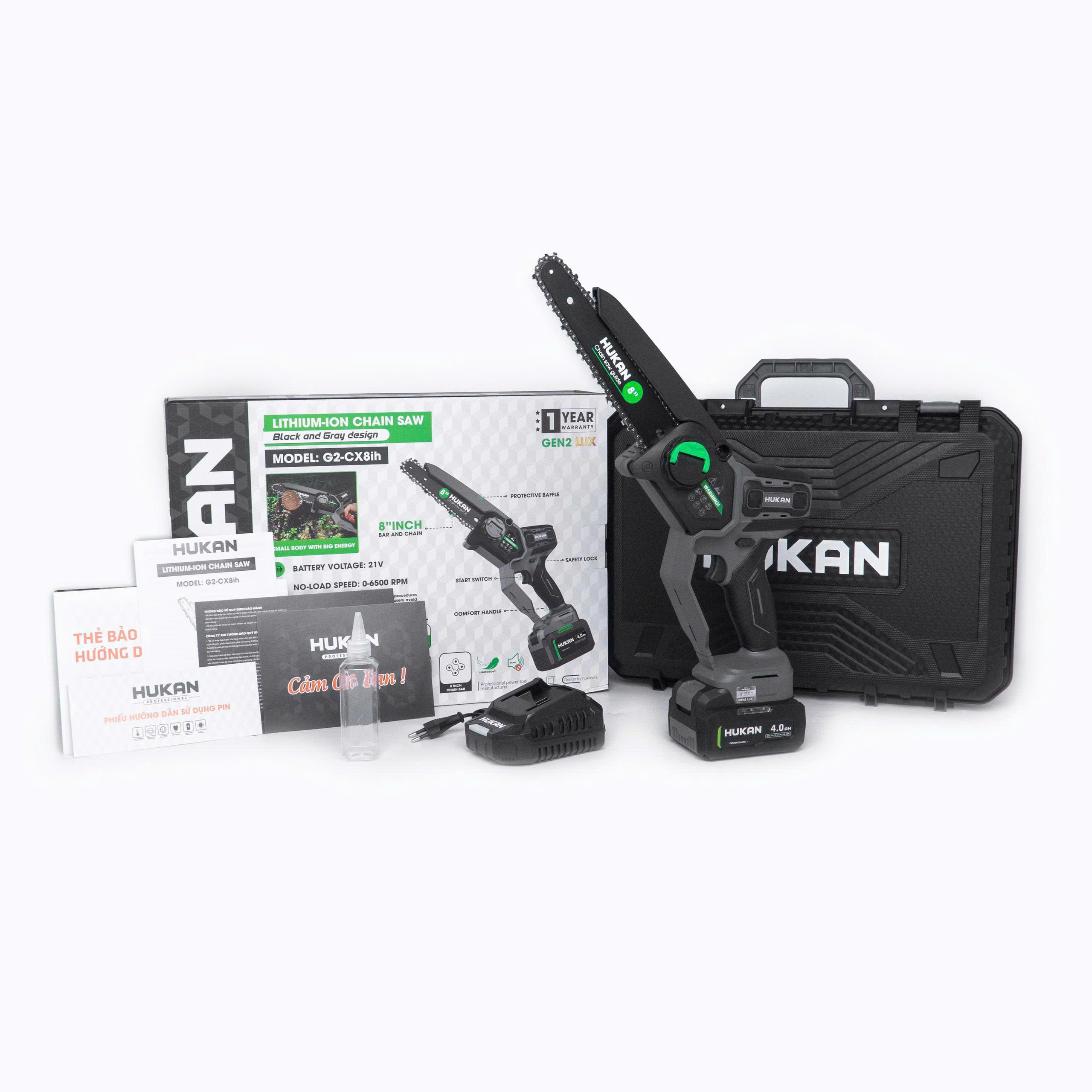 MÁY CƯA XÍCH PIN 650W G2-CX8ih HUKAN -HÀNG CHÍNH HÃNG