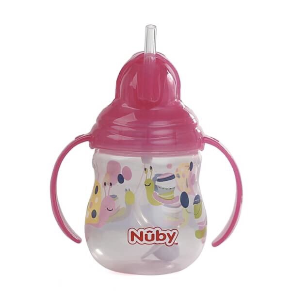 Bình uống nước 270ml, có ống hút làm bằng Silicone, vòi hút 360 độ