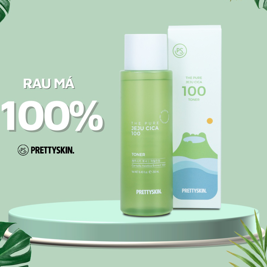 Nước hoa hồng Rau Má Dưỡng Ẩm, Se Khít Lỗ Chân Lông Pretty Skin The Pure Jeju Cica 100 Toner 250ml