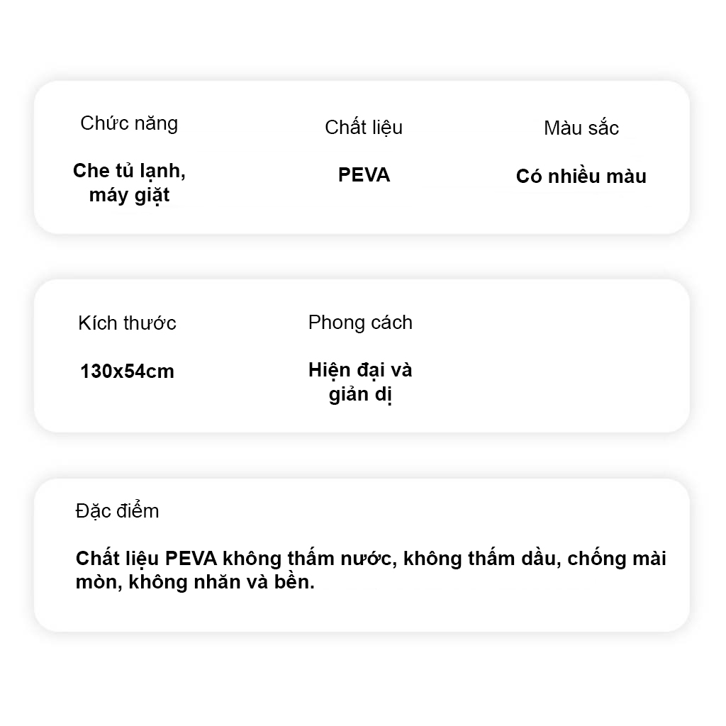 Tấm phủ tủ lạnh PEVA chống thấm, đặc biệt tấm phủ tủ lạnh có nhiều ngăn vô cùng tiện lợi để chứa đồ dùng cần thiết cho gia đình