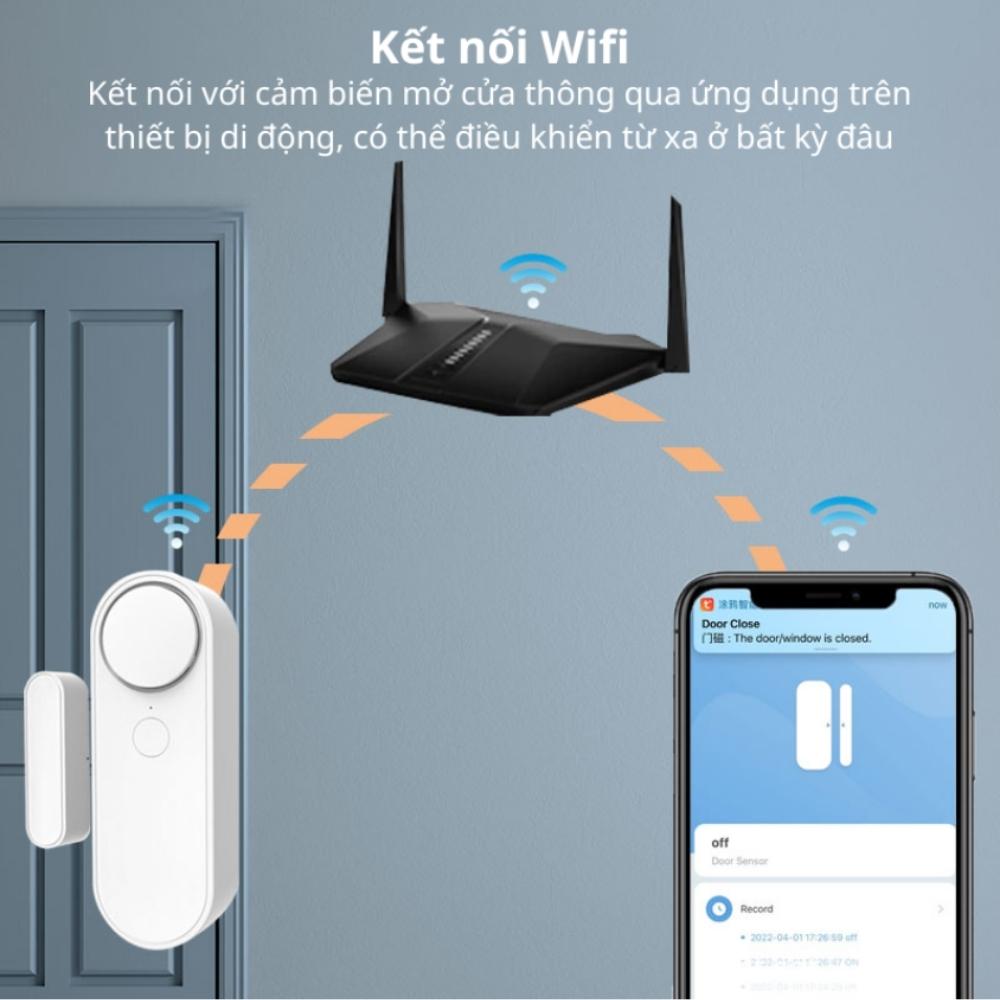 Cảm biến mở cửa wifi có còi chống trộm báo qua điện thoại HM-DS04