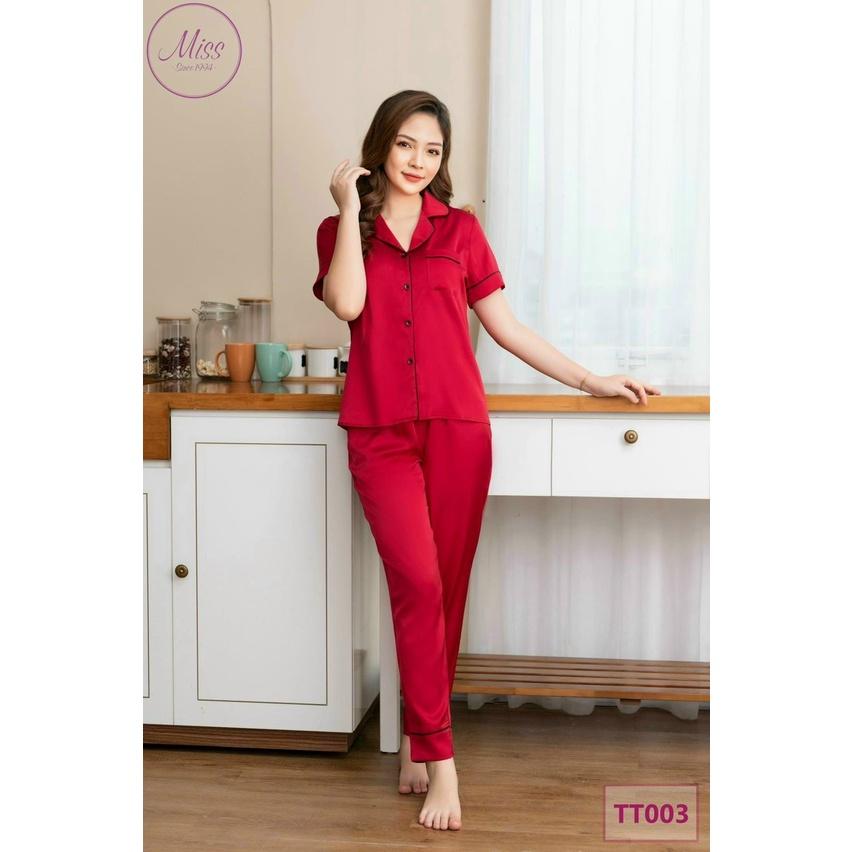 Bộ Đồ Ngủ Pijama Lụa Gấm Cao Cấp-bộ đồ sau sinh tiện lợi