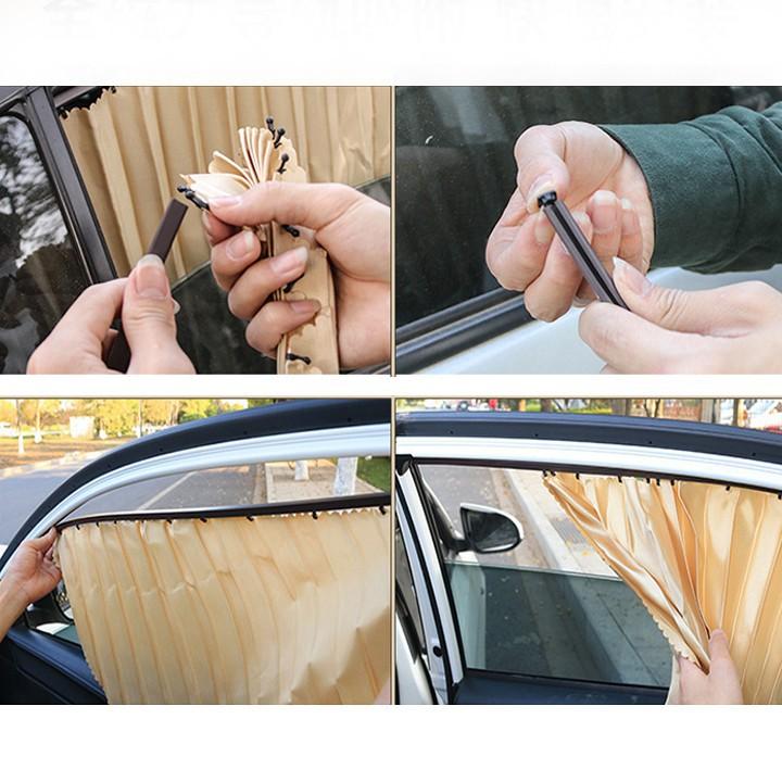 Hình ảnh Rèm che nắng ô tô Hyundai Santafe Vải lụa mềm gắn nam châm Cao Cấp