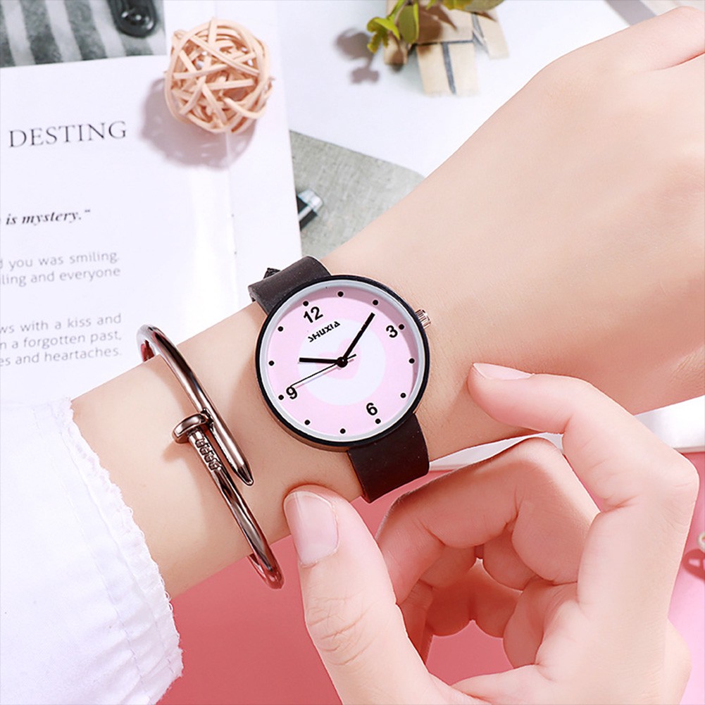 Đồng hồ thời trang nam nữ Shuxia S65 mặt trái tim dây silicon G445