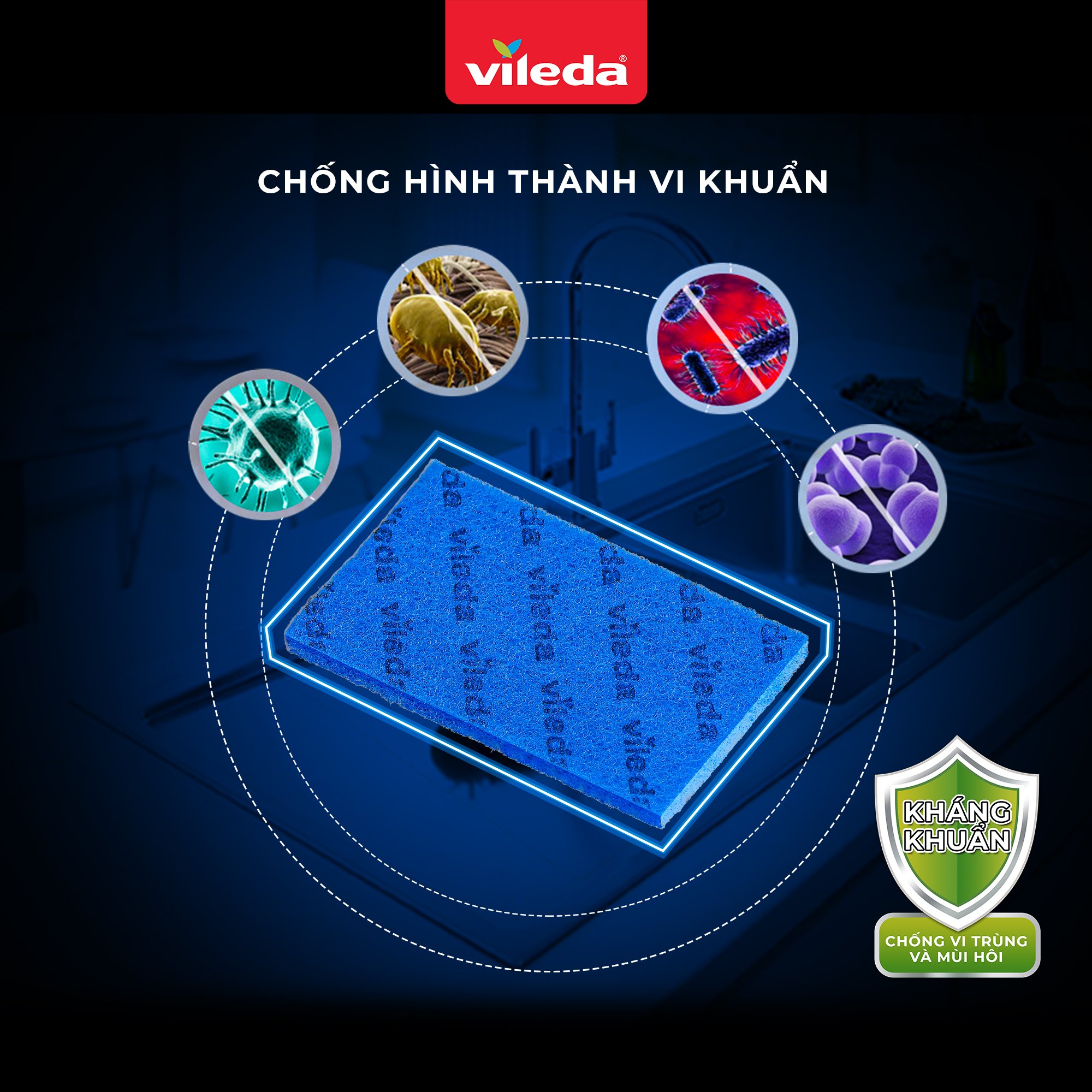 Miếng rửa chén chống xước nhà bếp VILEDA gói 5 miếng loại cứng, không rách, không mủn - TSU156167