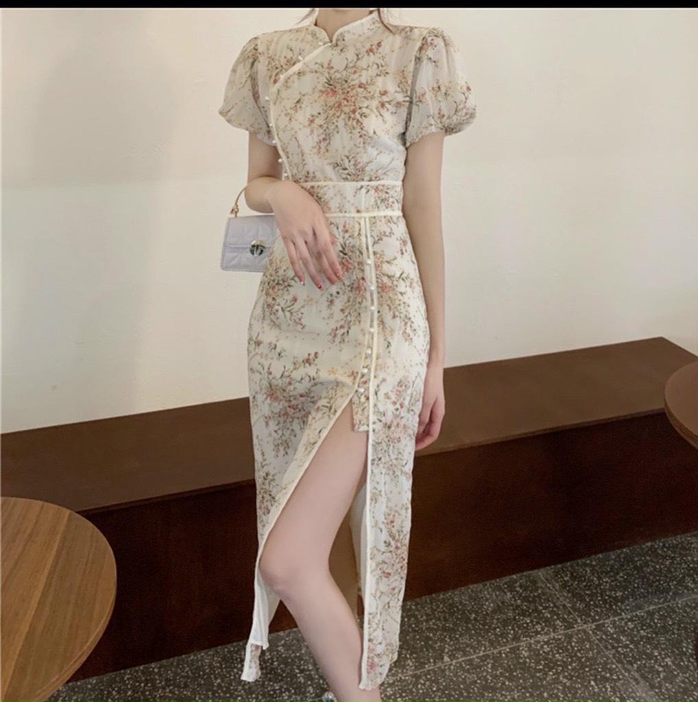 ĐẦM BODY CỔ TÀU HOA NHÍ XẺ TÀ  13850