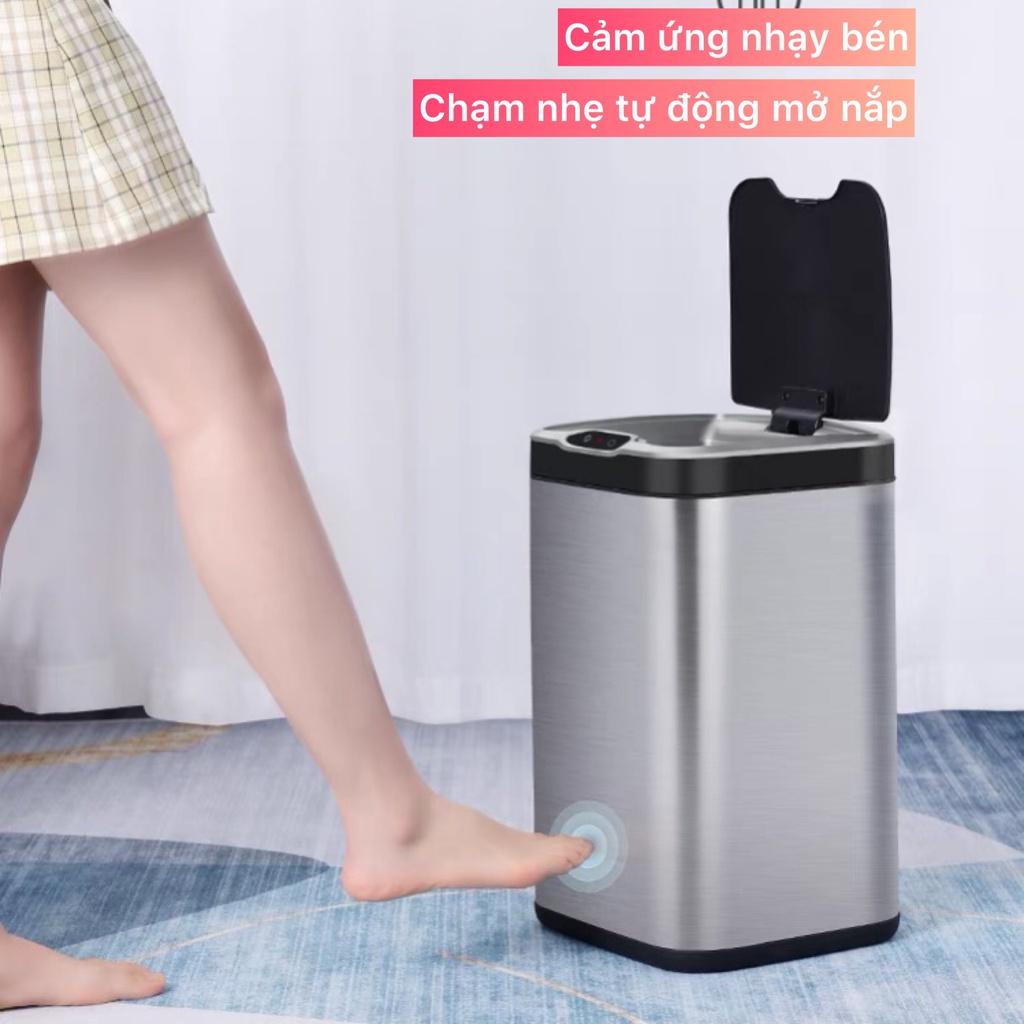 Thùng Rác Cảm Ứng Thông Minh ASSEL Inox 430 Cao Cấp Đóng Mở Nắp Tự Động Phong Cách Hiện Đại - Dung Tích 13L