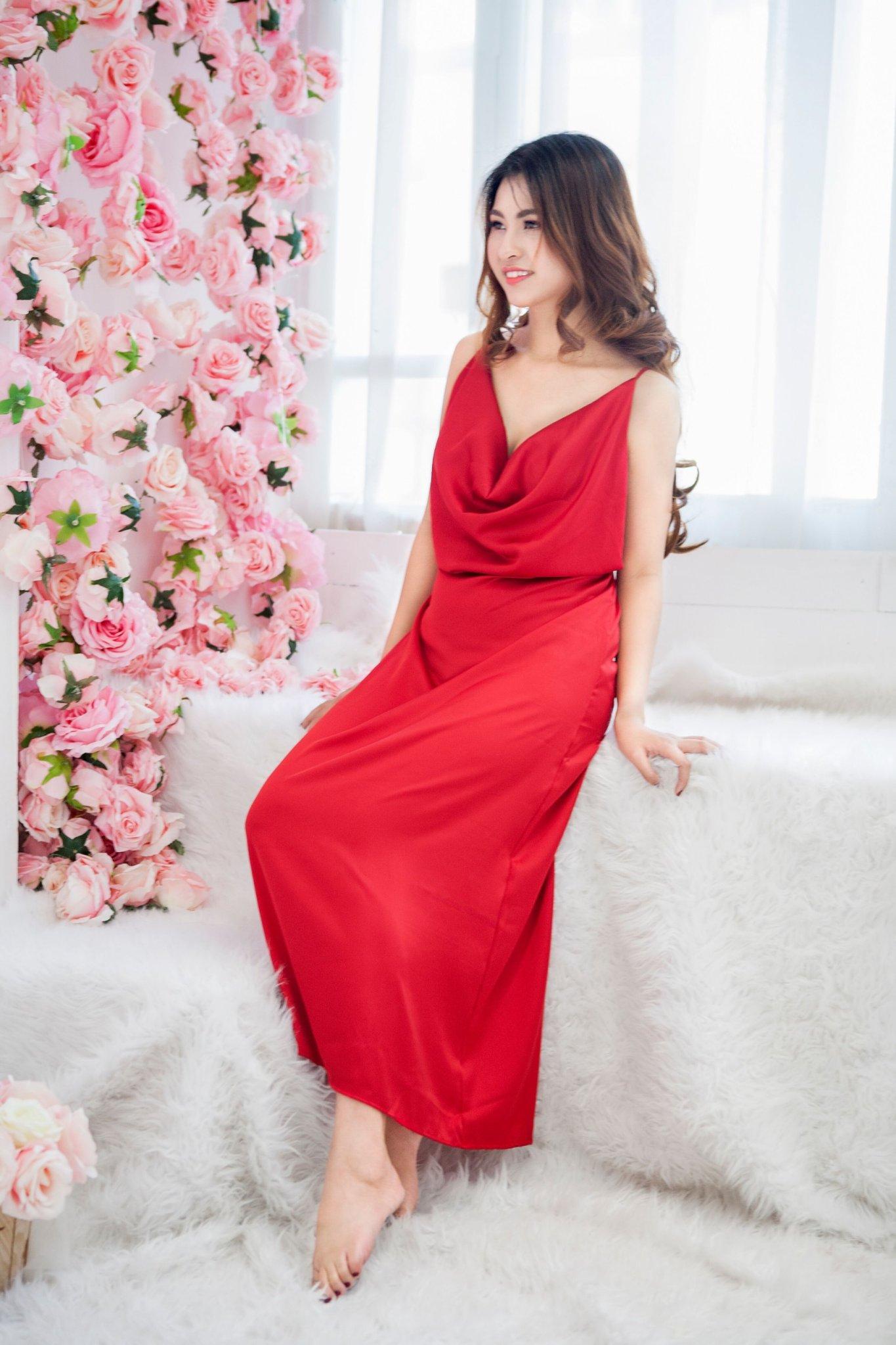 Váy ngủ lụa cao cấp, váy ngủ nữ, váy ngủ 2 dây, váy ngủ gợi cảm, váy ngủ sexy, đầm ngủ lụa mặc nhà ELSA