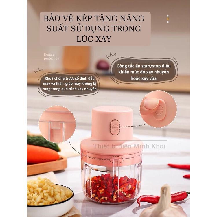 Máy xay đa năng, máy say tỏi ớt mini cầm tay, cháo ăn dặm dung tích 250ml