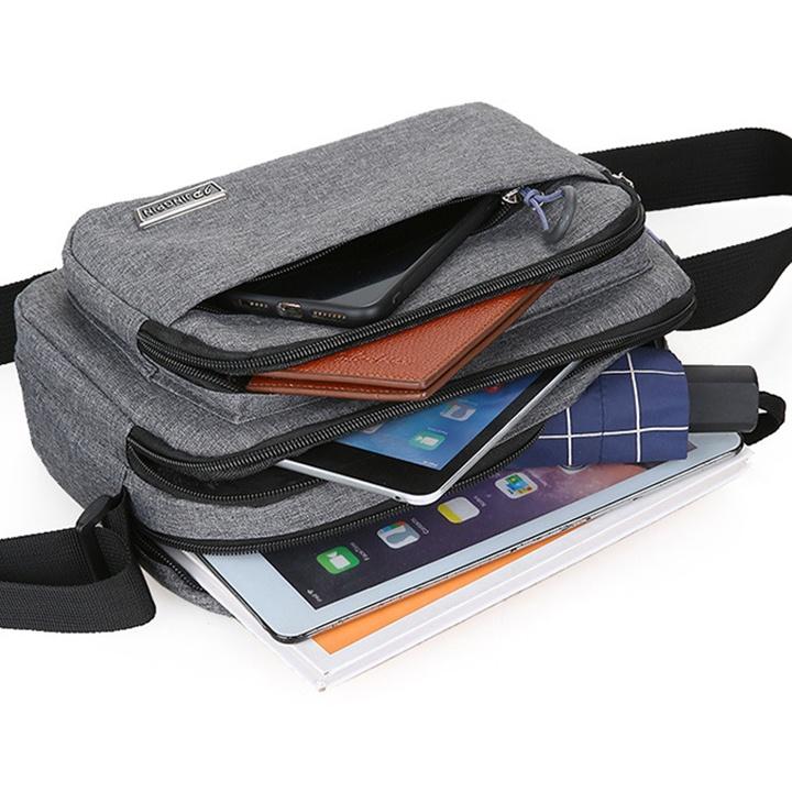 Túi đeo cheo nam vải bố 2 màu chống nước, phong cách Hàn Quốc size 27cm TUI-118