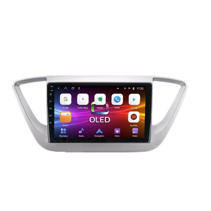 Mặt dưỡng kèm dây nguồn lắp màn hình android cho xe HUYNDAI ACCENT 2018-2019