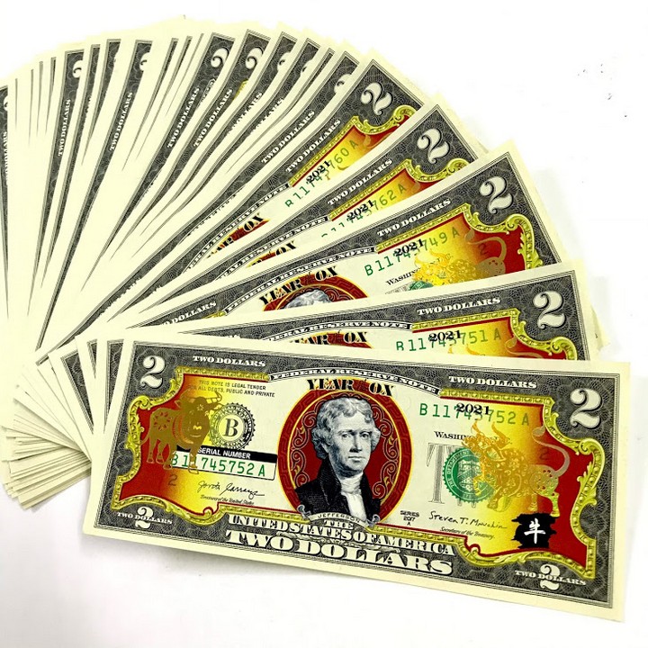 Combo 10 tờ 2 USD hình con Trâu mạ nhũ vàng 2021, dùng để sưu tầm, lưu niệm, làm tiền lì xì độc lạ, may mắn, ý nghĩa - TMT Collection - SP005110
