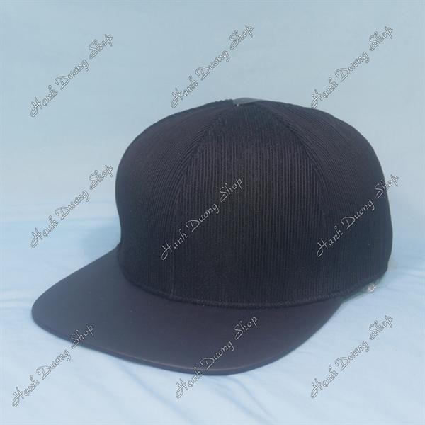 Nón hiphop nón Snapback trơn không logo không thêu vải cotton lưới - Đen Lưới Sọc