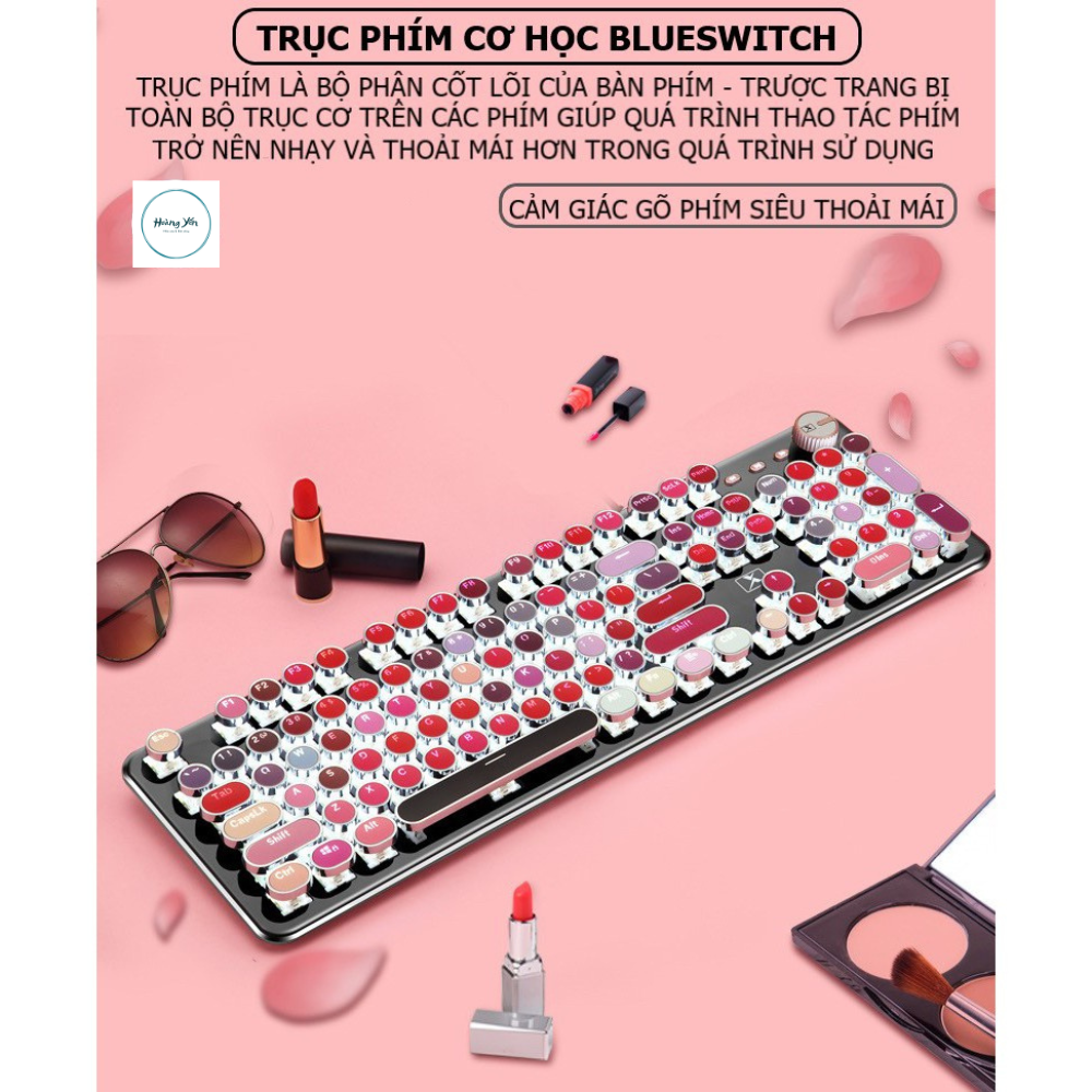 Bàn phím CƠ máy tính Lipstick K520 PRO LED đổi màu, bản Đặc Biệt siêu đẹp, phím cơ blue switch cho pc, laptop