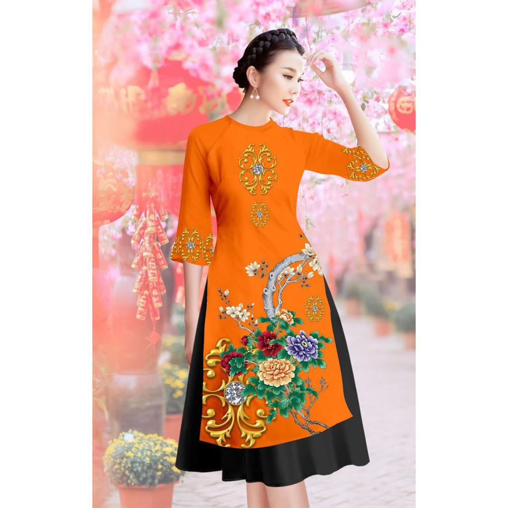 Áo Dài Hoa Bách Hợp In 3D (Không Kèm Chân Váy) - QA0090