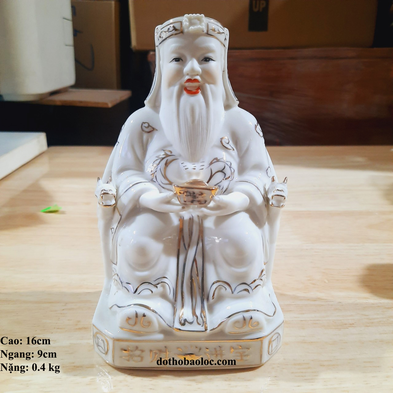 Cặp tượng thần tài ông địa sứ trắng 6 inch