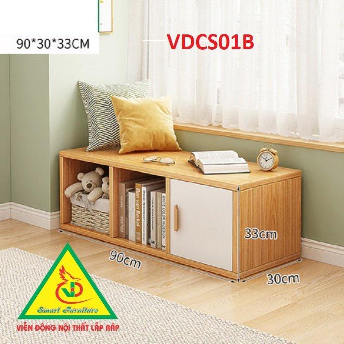 Tủ gỗ thấp kê cửa sổ, ban công , dọc tường nhiều ngăn VDCS01B - Nội thất lắp ráp Viendong Adv