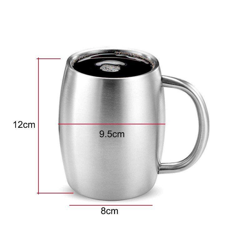 LY UỐNG CAFE BẰNG INOX 304, LOẠI 2 LỚP CHỐNG NÓNG, CÓ NẮP