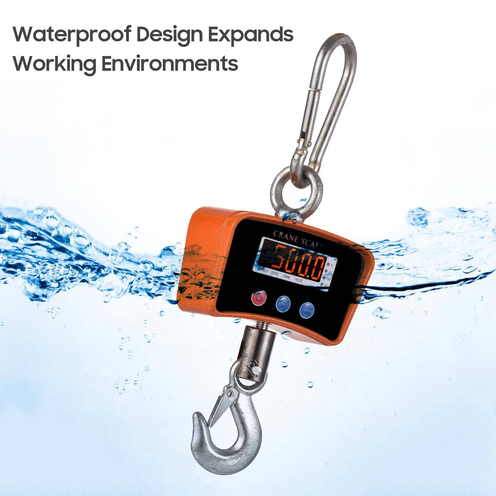 500kg/ 1102lbs Digital LED Hanging Scale Portable Heavy Duty Crane Scale 1500mAh Rechargeable Industrial Hook Scales Unit Change/ Data Hold/ Tare/ Zero for Construction Site Travel Market Fishing Outdoor Work