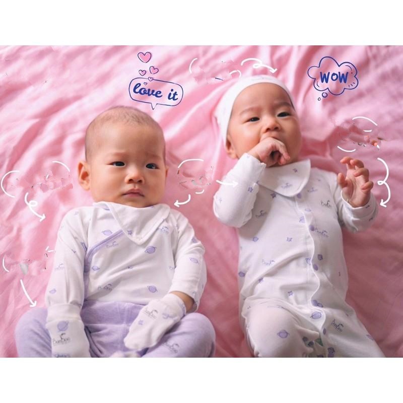 Bộ sơ sinh phi thuyền tím cho bé chất pettit