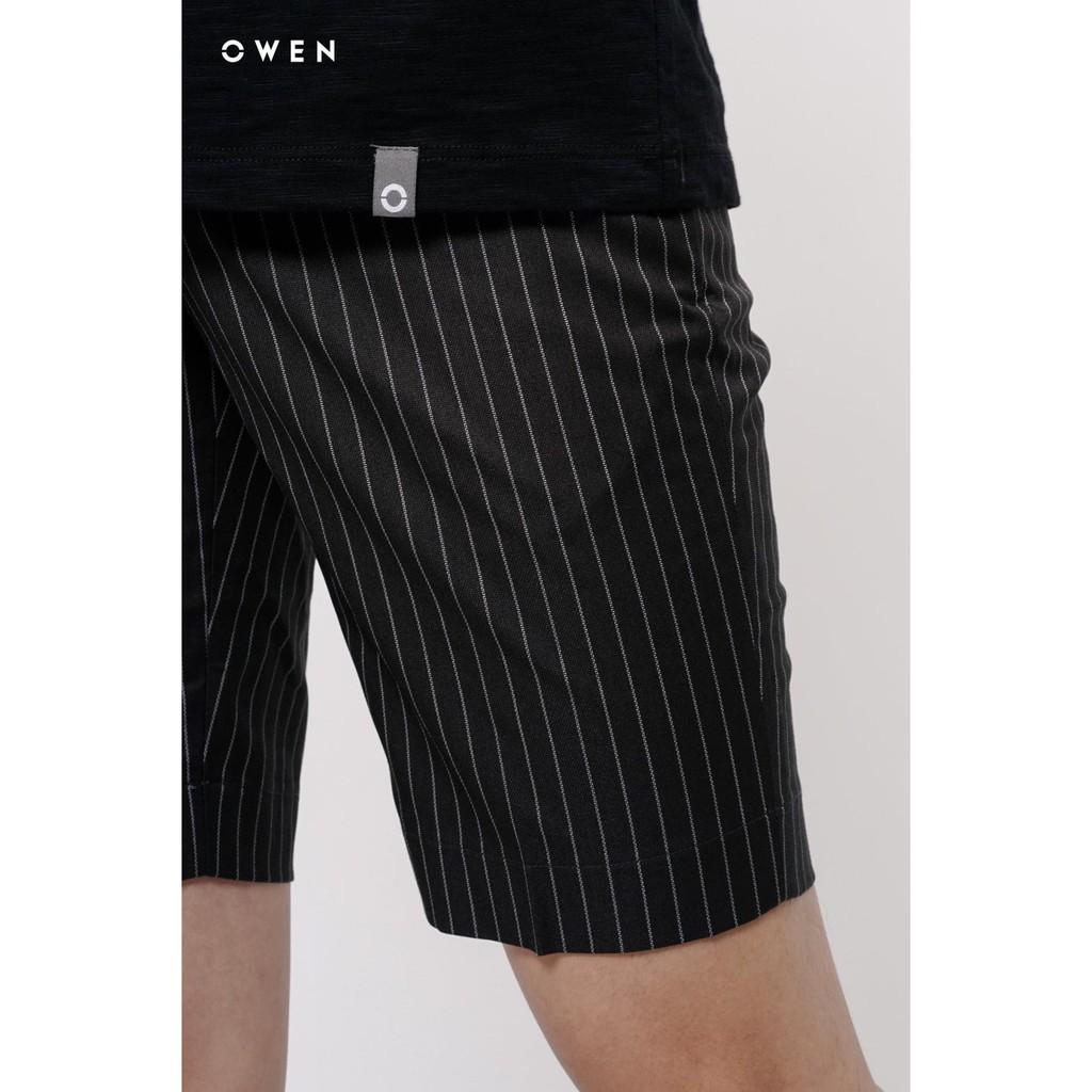 OWEN - Quần short nam Owen kẻ sọc đen 20236