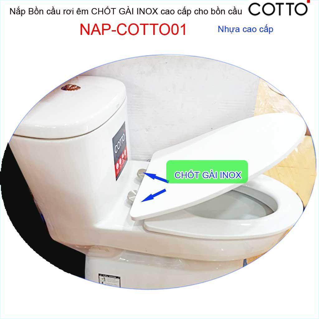 Nắp đậy cho bồn cầu 1 khối Cotto Thailand , nắp bồn cầu khối NAP-COTTO01 nhựa dày siêu bóng