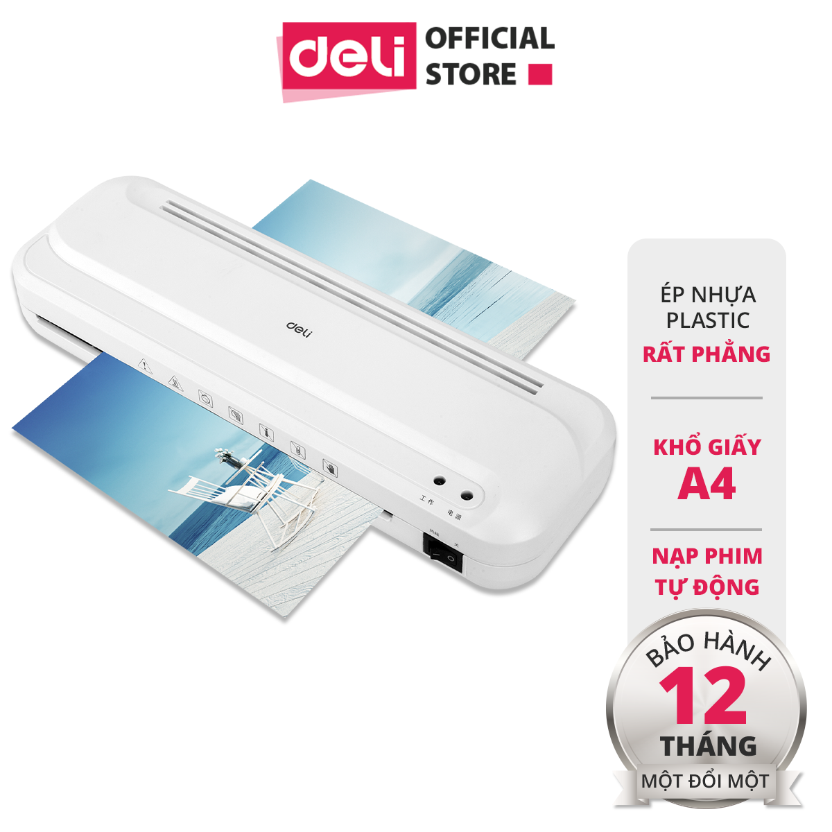 Máy Ép Plastic Nhựa Dẻo Màng Plastic Khổ A4 Chính Hãng Deli - Chuyên Dụng Ép Nhựa Dẻo, Màng Ảnh, Poster - An Toàn Dễ Sử Dụng - E2132 GQ402