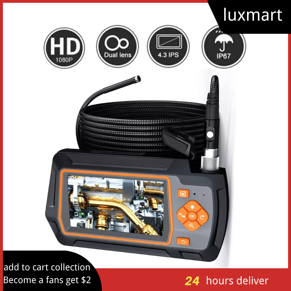Máy ảnh nội soi công nghiệp ống kính kép 4,5mm 5,5mm 1080p với 4,3 "Borescope ô tô màn hình IPS để kiểm tra đường ống xe hơi